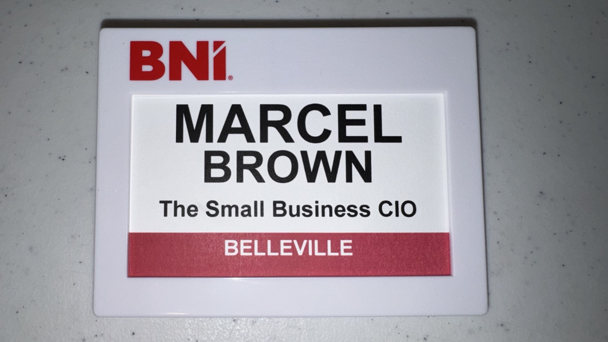 White BNI Member badge holder with a Chapter Member insert